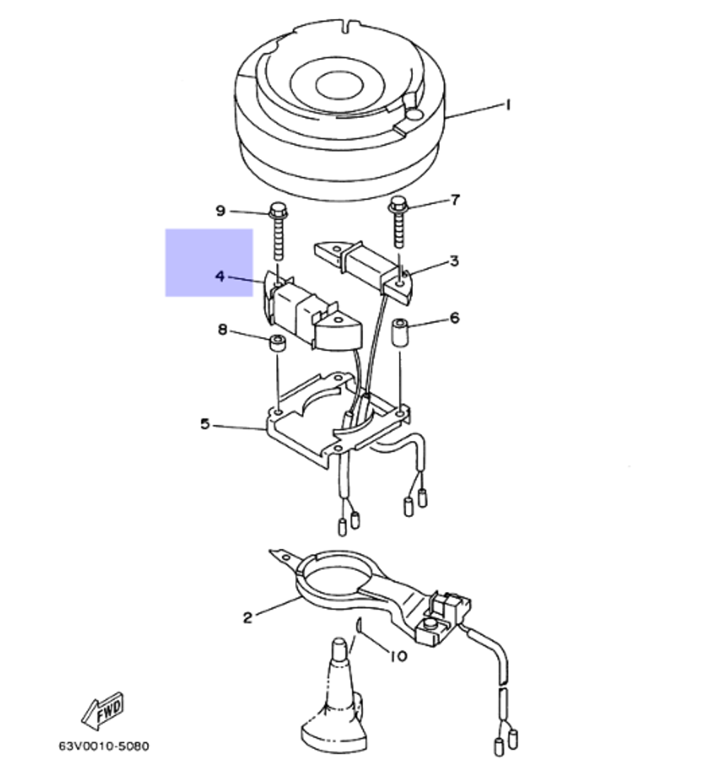 Катушка питания Yamah 9.9/15лс (оригинальный арт. 63V855330000)