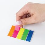 Закладки клейкие ЮНЛАНДИЯ НЕОНОВЫЕ, 45х12 мм, 5 цветов х 20 листов, в пластиковой книжке, 111354