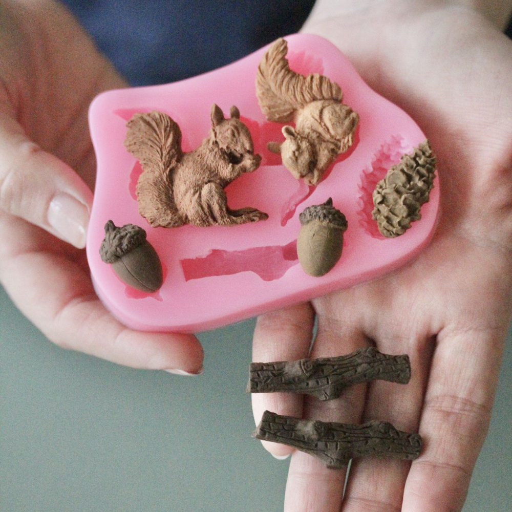 Молд силиконовый "Белочки" / форма для лепки из полимерной глины, мастики, шоколада