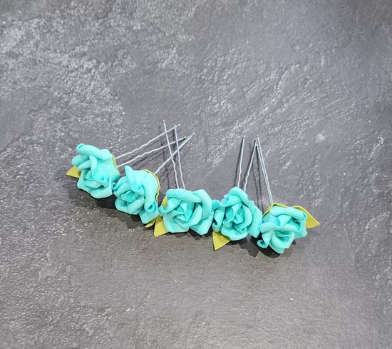 Набор шпилек "Розы большие" латекс, 3 шт, бирюза