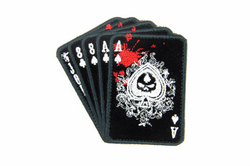 Шеврон Колода карт с черепом вышивка. Чёрный (бархат)