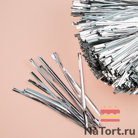 Твист-лента для пакетиков 8 см (СЕРЕБРО, 800 шт)