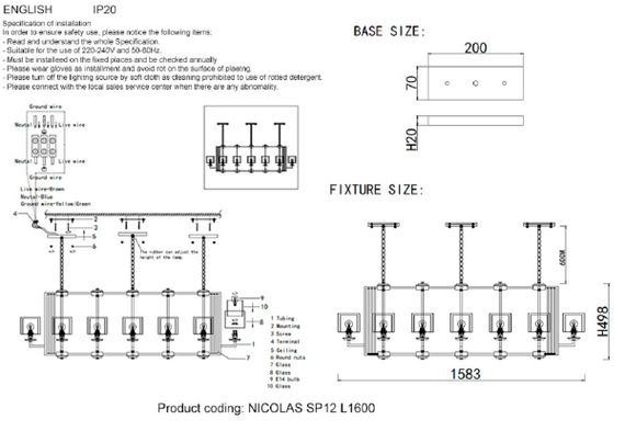 Подвесная люстра Crystal Lux Nicolas SP12 L1600 Gold/White
