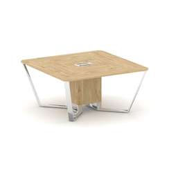 Steel Meet Стол переговорный квадратный MD-PR.B.SP-08 Тиквуд Светлый/Нержавеющая Сталь/Хром 1600*160