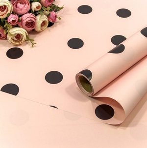 Пленка матовая "Горошек" Бледно-розовая/Черная