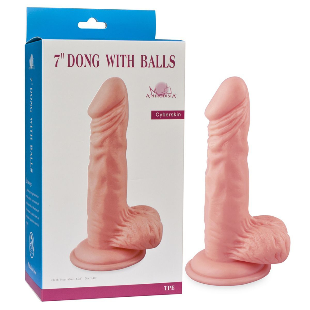 Телесный фаллоимитатор 7  Dong with Balls - 16 см.