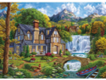 Алмазная мозаика 30х40см. "Домик у большого водопада" блест.с полн.заполнен.на подрам. (Арт.НД-0542)