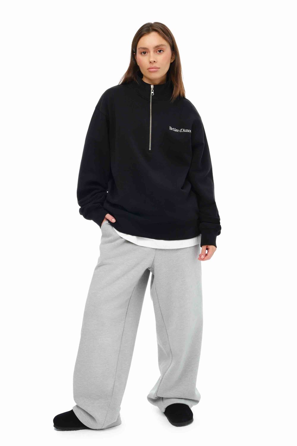 Купить Толстовка Bruler d'Amour Half-Zip Department of Love черная Толстовка Bruler d'Amour Half-Zip Department of Love черная