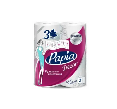 Полотенца бумажные PAPIA DECOR 3слоя 2 рулона (14) арт. 5078291