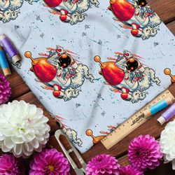 Ткань саржа красочный космический корабль и пилот