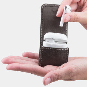 Чехол-держатель для наушников Petit Easy из натуральной кожи теленка, темно-коричневого цвета