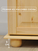 Тумба 90х39х83, Лена, двудверная (нижняя часть буфета), кухонная, комод под телевизор, прозрачный лак, массив сосны, Dipriz