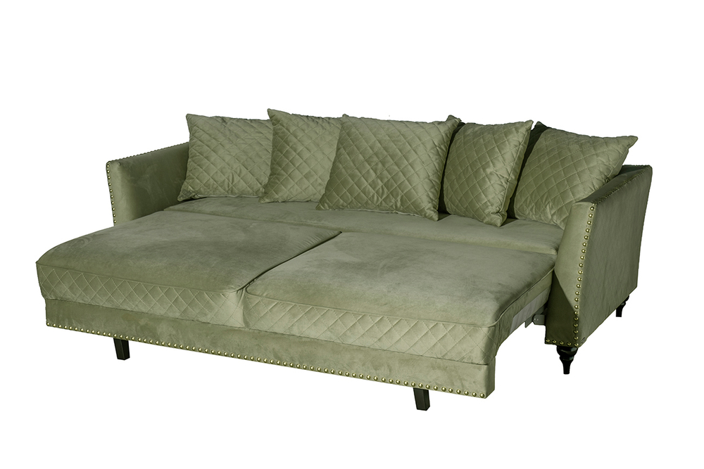 Диван Garda Decor Сорренто (Sorrento) 230M трехм.раск,велюр оливковый Colt1002-OLIV 230*101*86