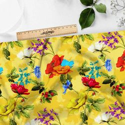 Ткань барби цветы на желтом фоне