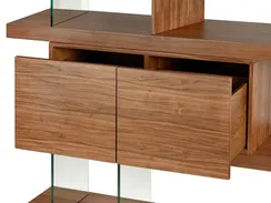 Стеллаж с ящиками Somerset 189х180 см, шпон ореха, стекло