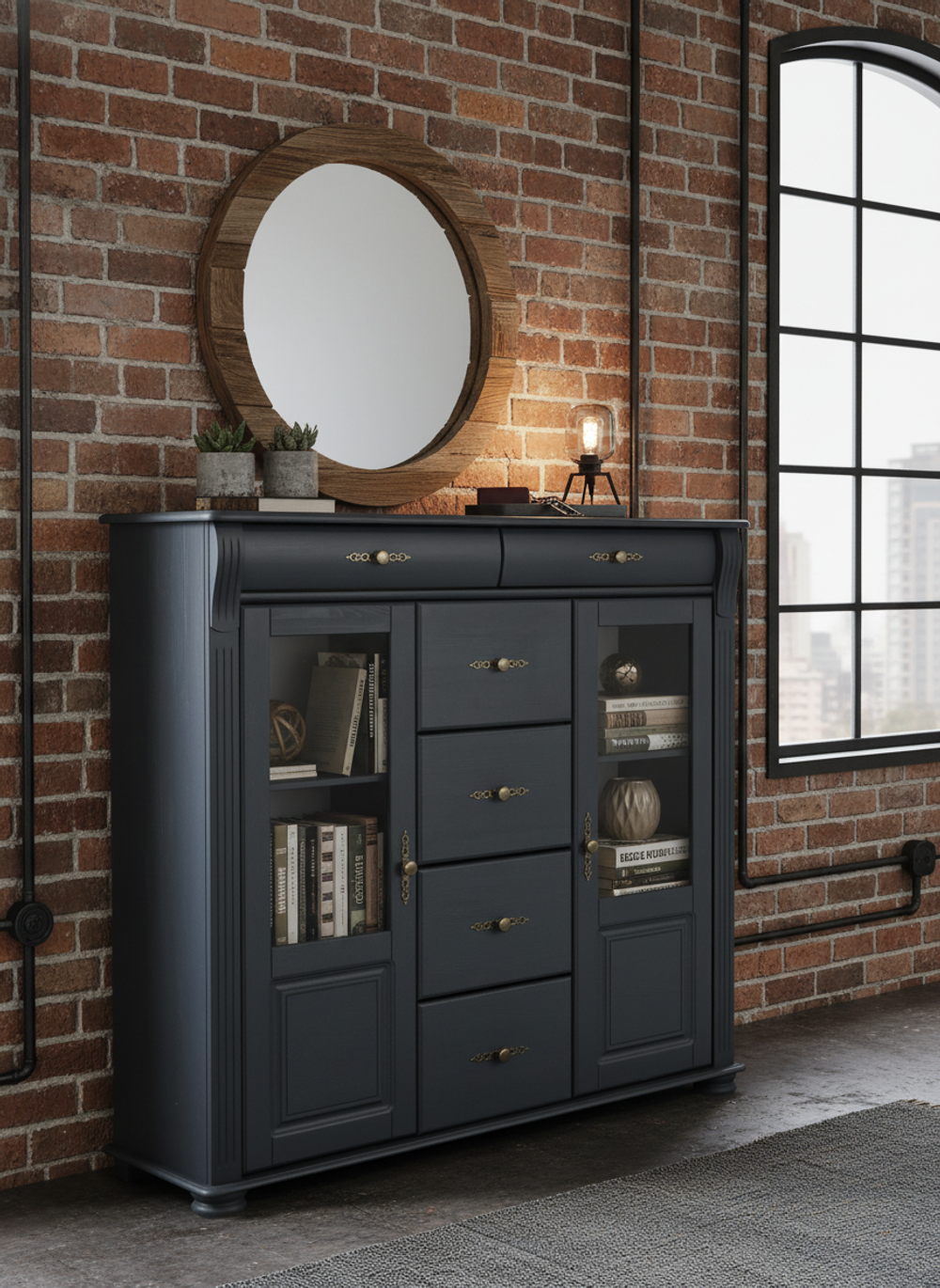 Комод деревянный Сюзанна, серый