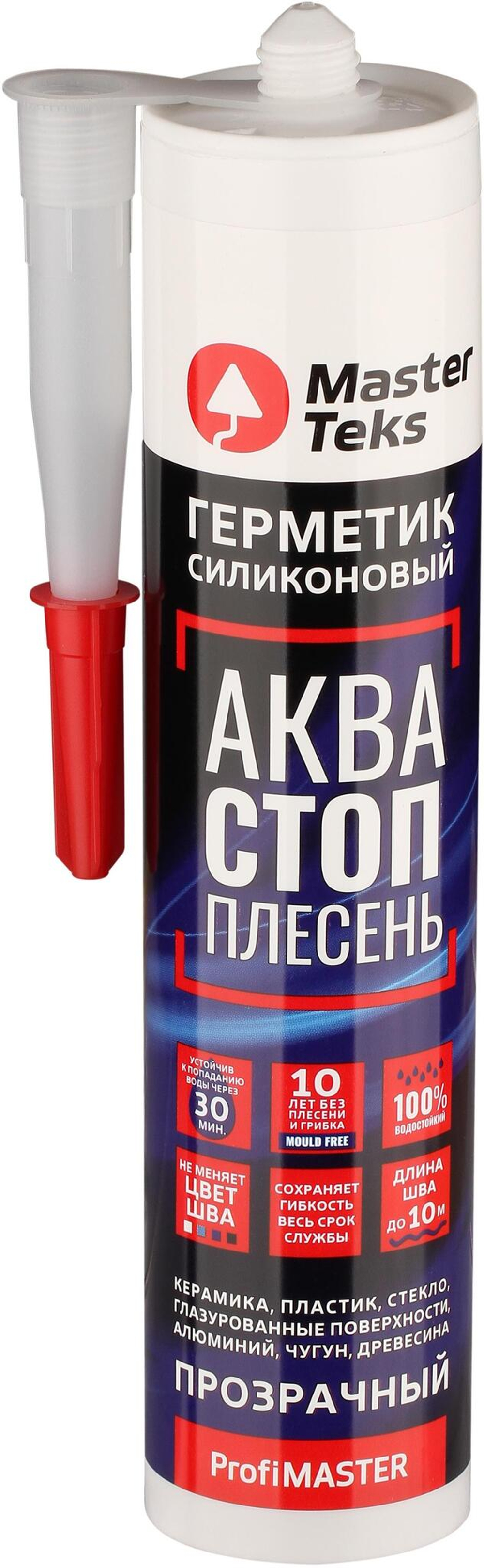 Герметик силиконовый MasterTeks PM Аквастоп-Плесень прозрачный (280мл)