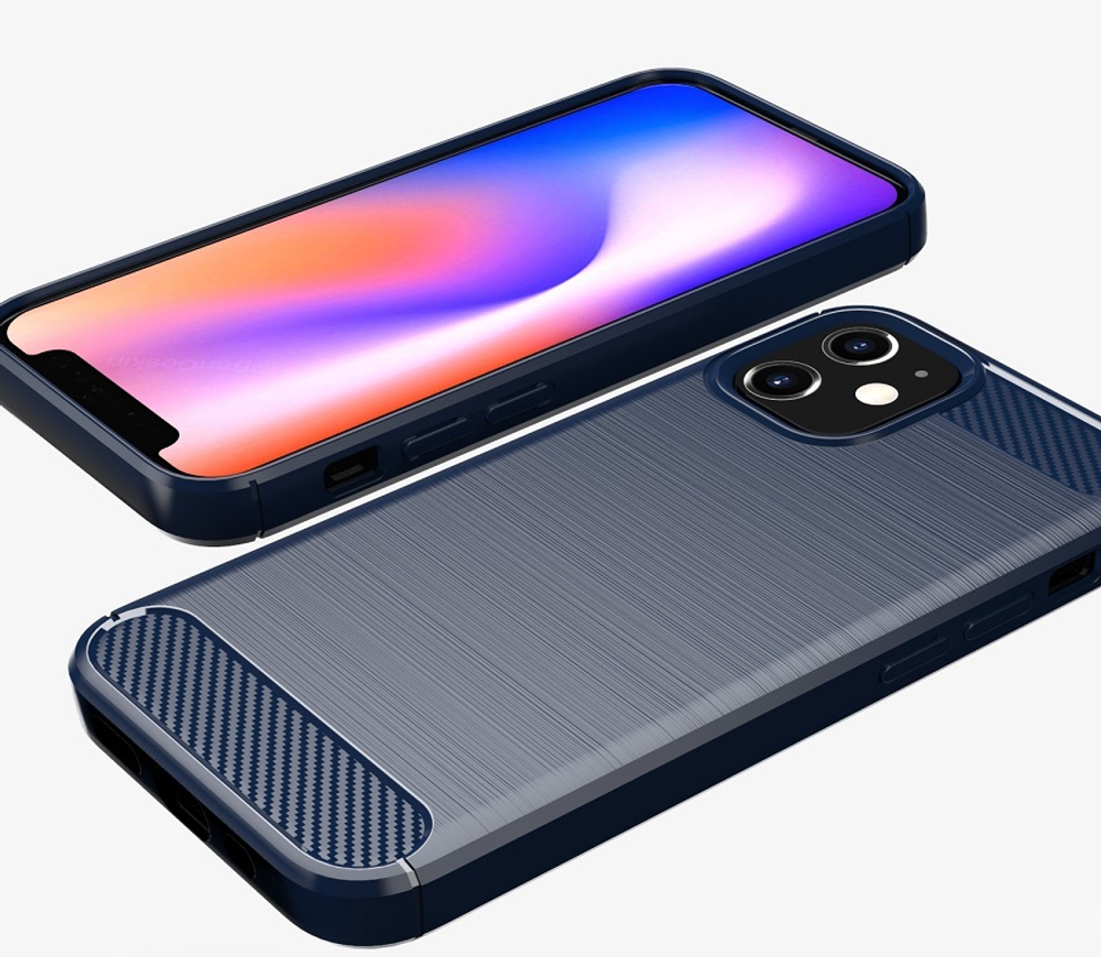 Чехол темно-синий для IPhone 12 mini, серия Carbon от Caseport