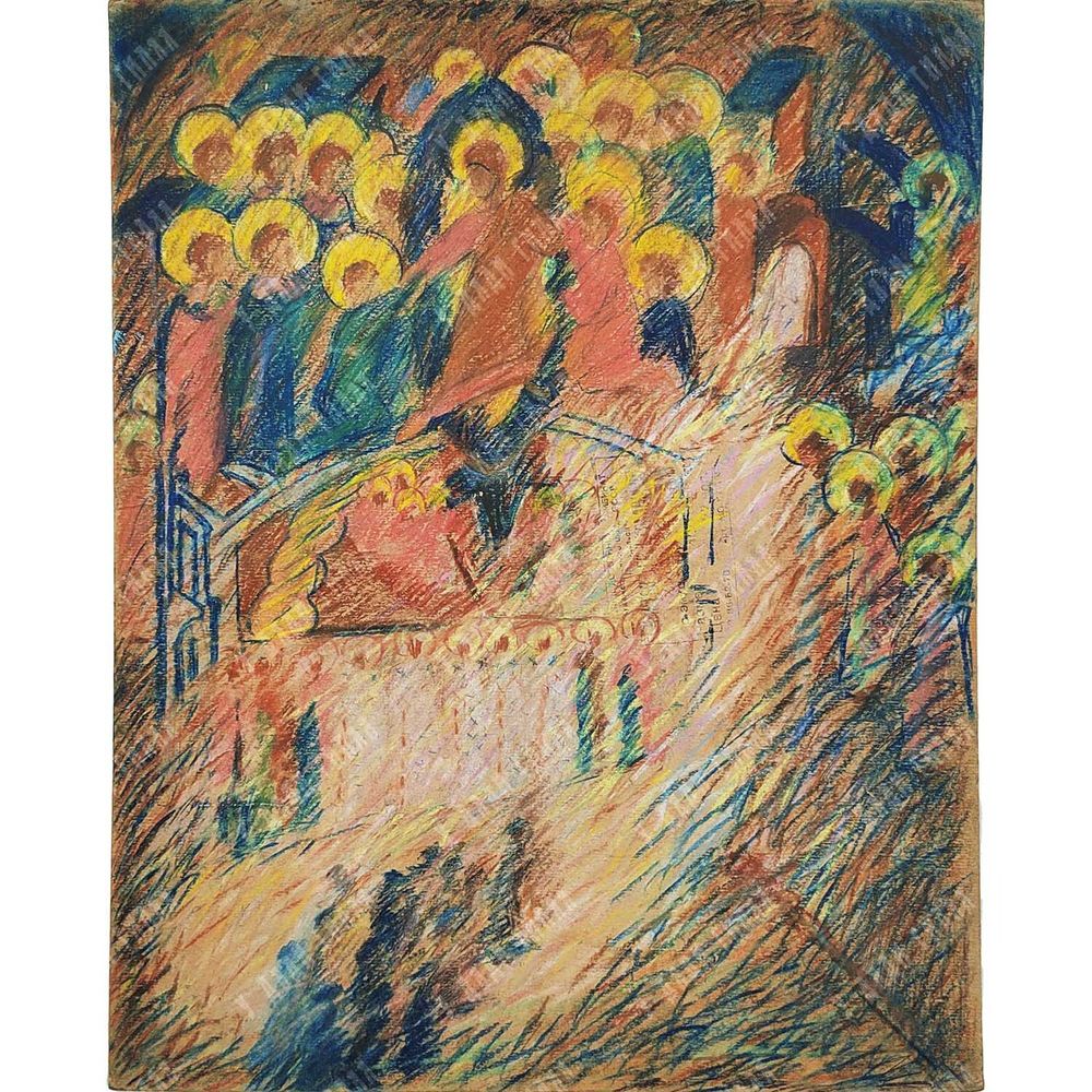 Алексеев Дмитрий Николаевич (1963) ? Городской пейзаж. Эскиз. Картон. Масло. 1990-е гг.