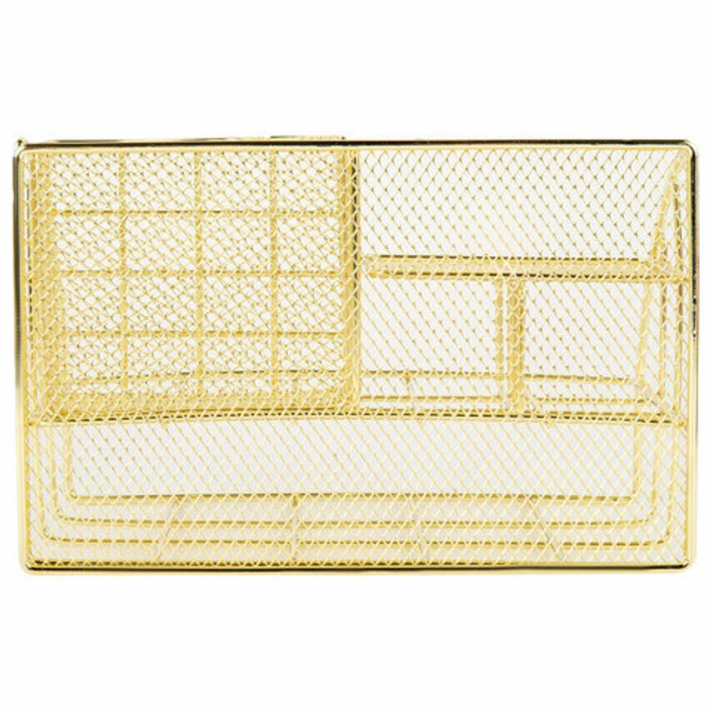 Органайзер для косметики и мелочей металлический 5 секций, MONTE VITA, 140х220х127 мм, золото, 272477