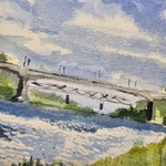 Картина авторская акварельная в паспарту 21х30 см на стену для интерьера "Покровская башня Пскова"