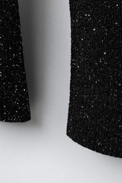 ZARA БРЮКИ FLARE С ПАЙЕТКАМИ, ЧЕРНЫЙ