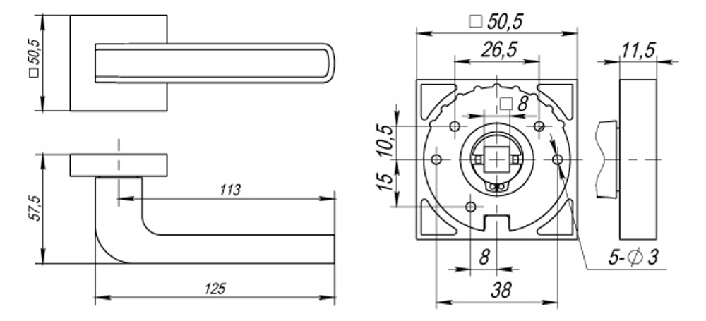 Ручка раздельная K.DM51.NEO (NEO DM) CP/WH-19 хром/белый