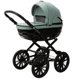 Детская коляска Adamex Chantal Retro Deluxe 2 в 1 C-SA20 (СЕРО-ЗЕЛЕНАЯ КОЖА)