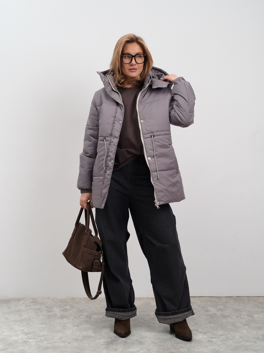 Парка женская демисезонная "Апрель" серый