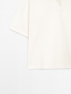 Massimo Dutti Свитер из мерсеризованного хлопка пике, кремовый