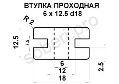 6 х 12,5 втулка проходная уплотнительная изоляционная под провод, цвет чёрный или белый