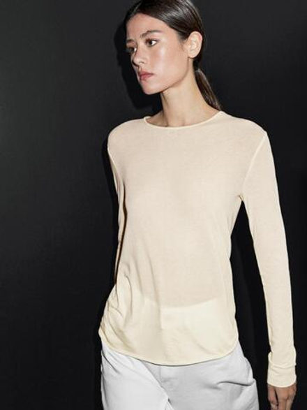 Massimo Dutti Легкая футболка с длинным рукавом, желтый