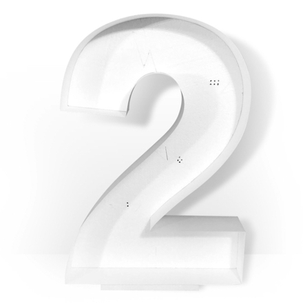 Каркас для аэромозаики, Цифра, 2, Белый, 120 см, 1 шт.