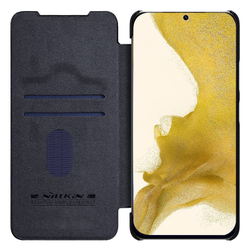 Кожаный черный чехол книжка от Nillkin для Samsung Galaxy S23, серия Qin Pro Leather с защитной шторкой для камеры