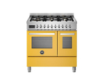 Варочный центр Bertazzoni, 6 газовых конфорок, два многофункциональных электрических шкафа, 90 см Желтый глянец