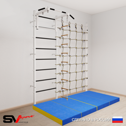 Шведская стенка Sv Sport 51140 (Турник стандарт/Лестница/Мат 2м/Канатный лаз)