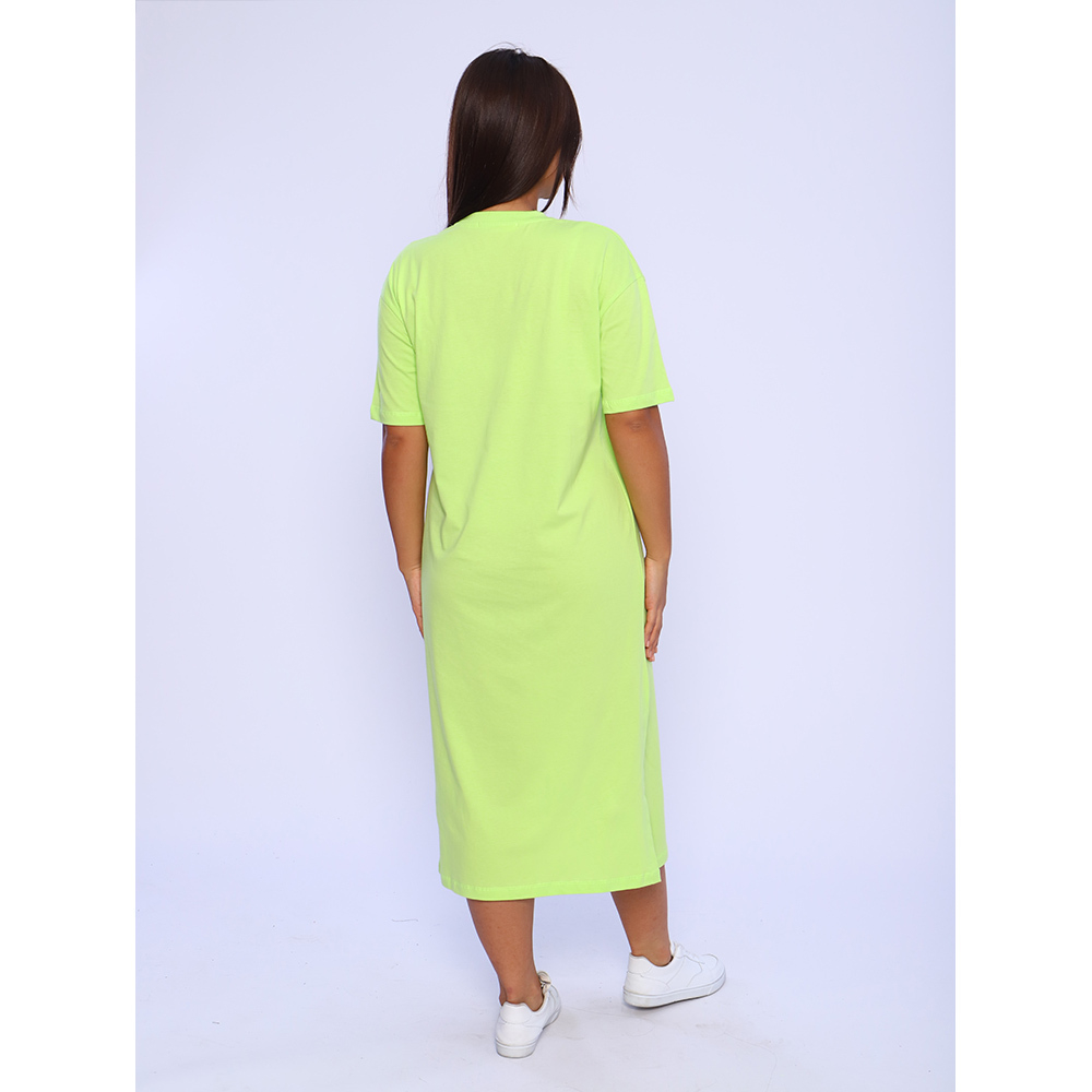 Платье трикотажное футболка с разрезами миди 116-од/ф.зеленый