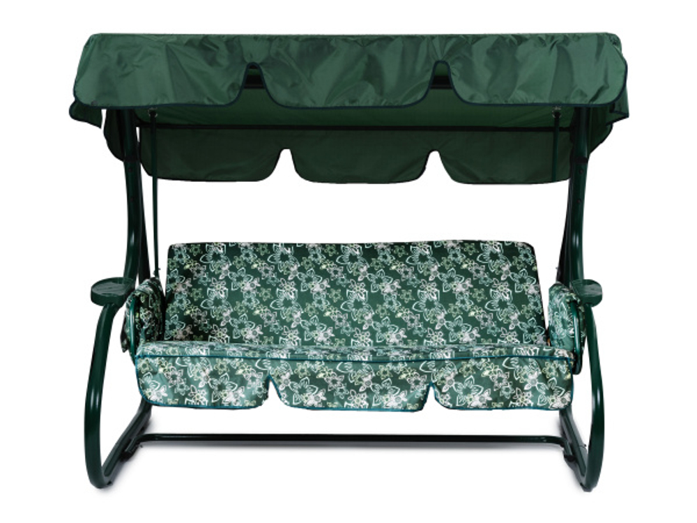 Качели садовые Garden Story 3-х местные Марли(каркас зеленый, м/э зеленый рис.цветы)1 уп.(Т)