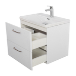 Подвесная тумба с раковиной Belbagno DUE 50 см Белый металлик DUE-500-2C-SO-BM-P + BB-8076-3-50