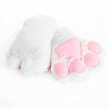 Неко Лапки White Plush Cat claw cosplay gloves