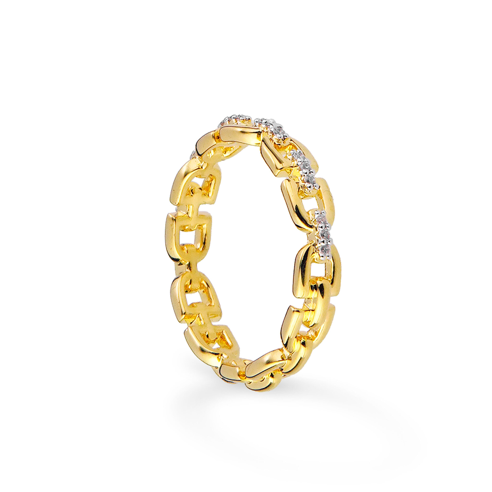 Латунное кольцо "Цепь с фианитами" gold