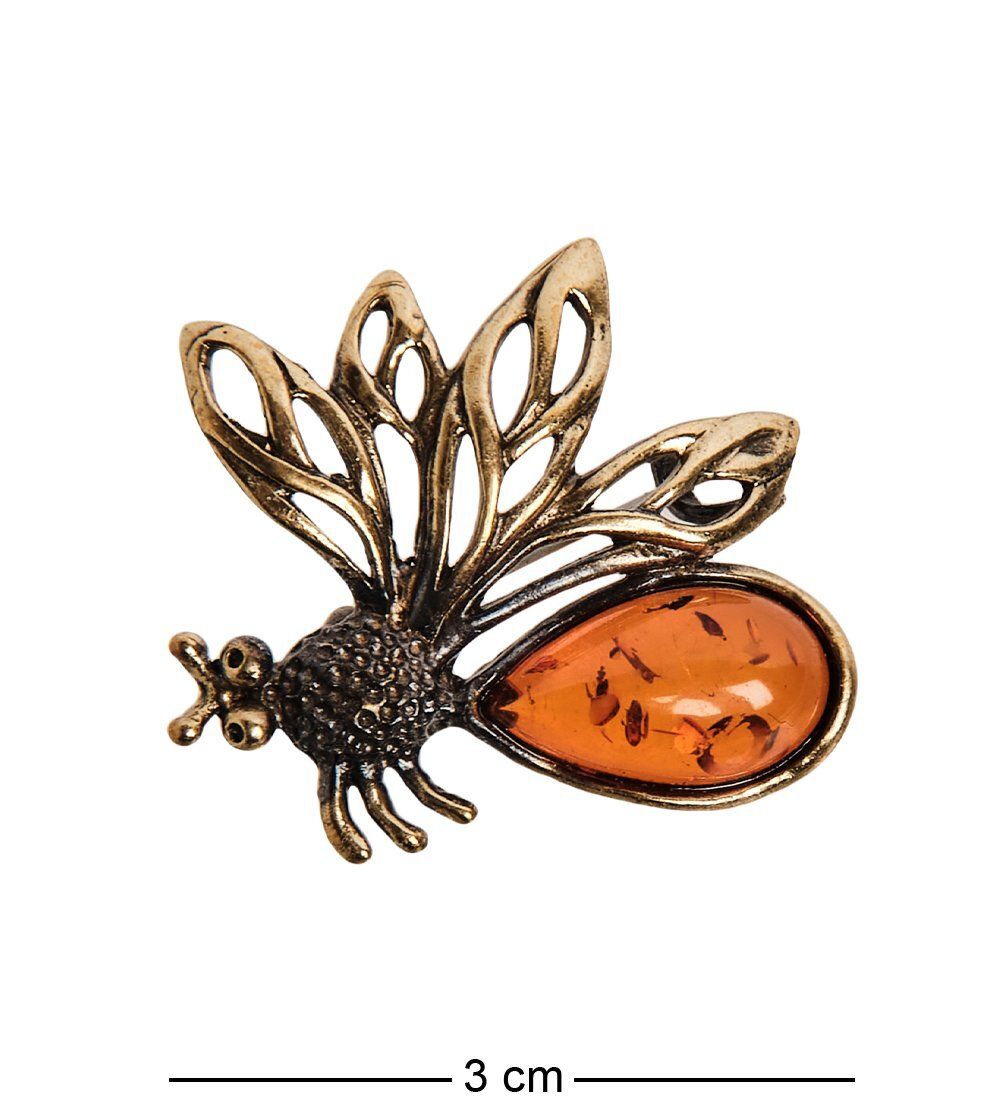 AM-2627 Брошь «Муха» мал. (латунь, янтарь)