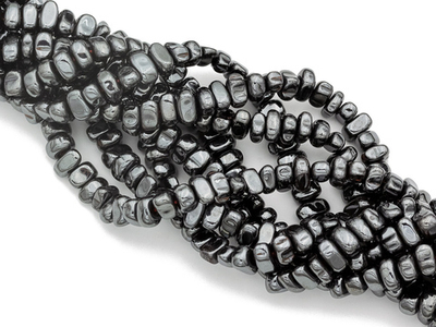 ггалт85-ч Гематит галтовка 8*5мм, черный, нить 38см