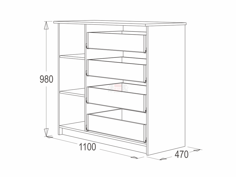 Комод-9 ясень анкор темн./ясень анкор св