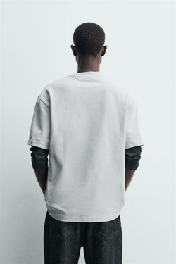 ZARA ФУТБОЛКА RELAXED FIT ИЗ ХЛОПКА, НЕБЕСНО-ГОЛУБОЙ