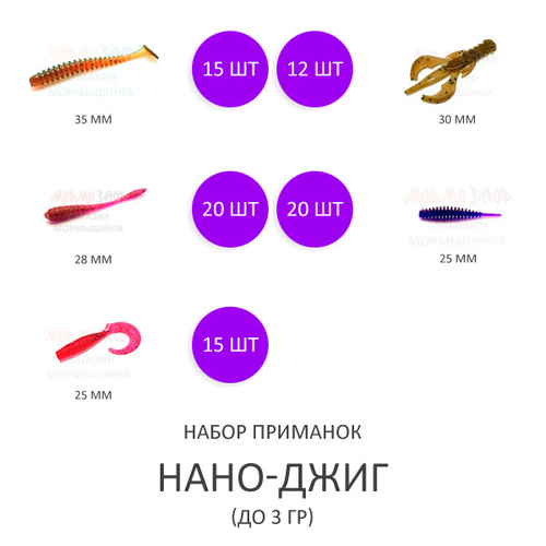 Набор приманок для нано-джиг до 3 гр