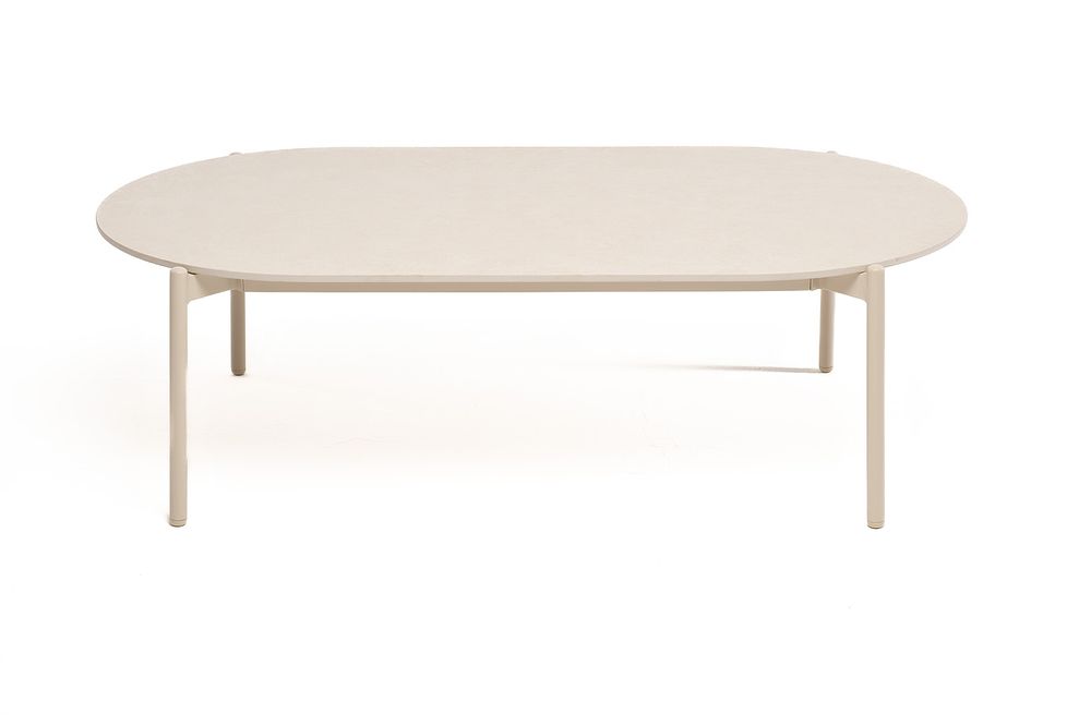 "Венеция" журнальный стол из искусственного камня овальный, 130х70см, Н38, цвет белый