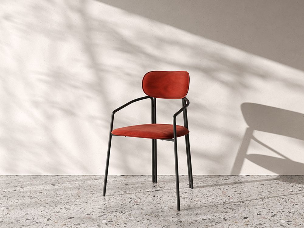 Стул Ror, Round, велюр, черный/темно-красный