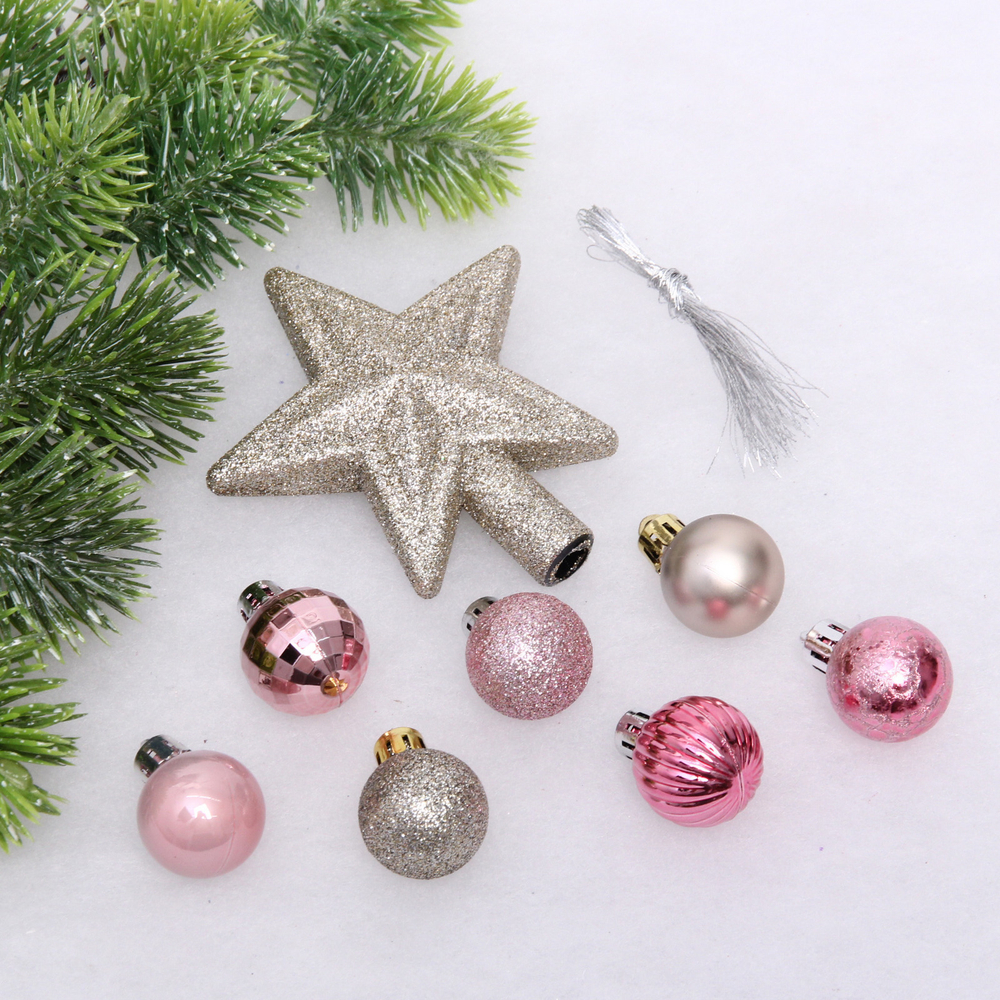 Набор ёлочных украшений «Brilliant pirouette» 30 предметов, Розовое золото/Шампань