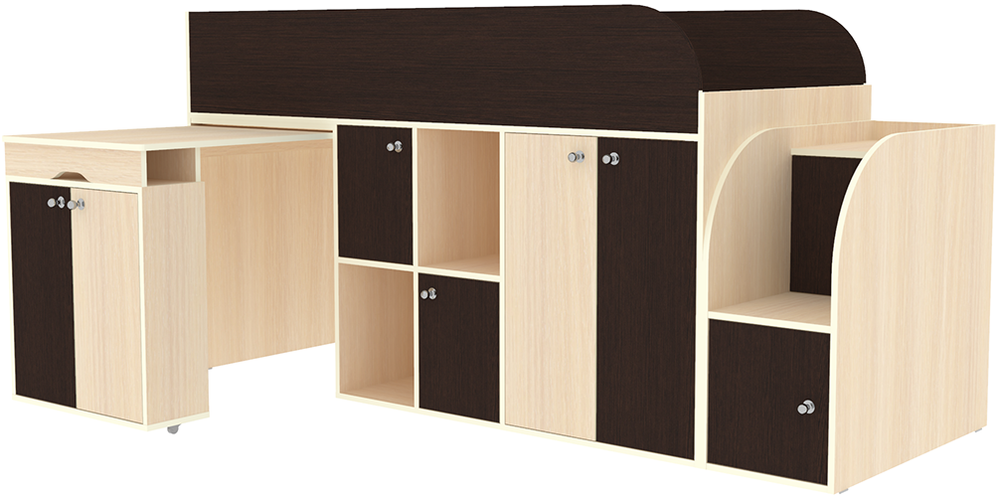 Кровать-чердак КарИВи Малыш 3  Дуб Молочный Венге
